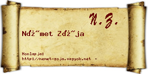Német Zója névjegykártya